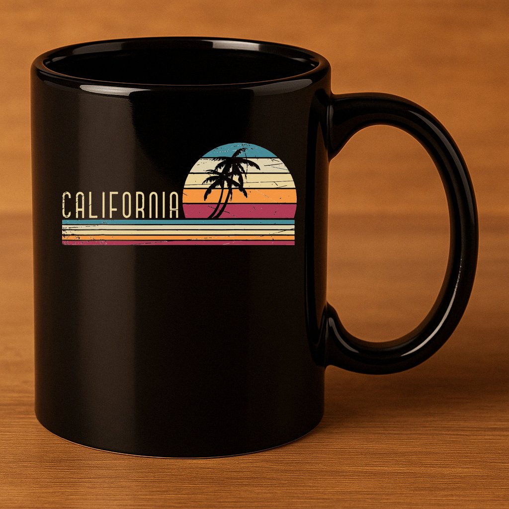 Cali Summer Vacation CA Palm Trees USA Retro California 11oz C Handle Ceramic Mug