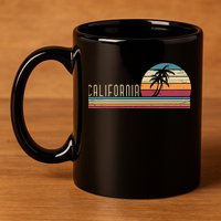 Cali Summer Vacation CA Palm Trees USA Retro California 11oz C Handle Ceramic Mug