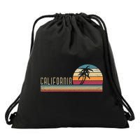 Cali Summer Vacation CA Palm Trees USA Retro California Drawstring Bag