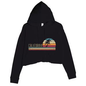 Cali Summer Vacation CA Palm Trees USA Retro California Crop Fleece Hoodie