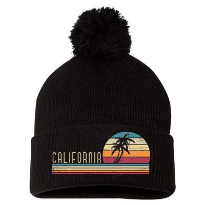 Cali Summer Vacation CA Palm Trees USA Retro California Pom Pom 12in Knit Beanie