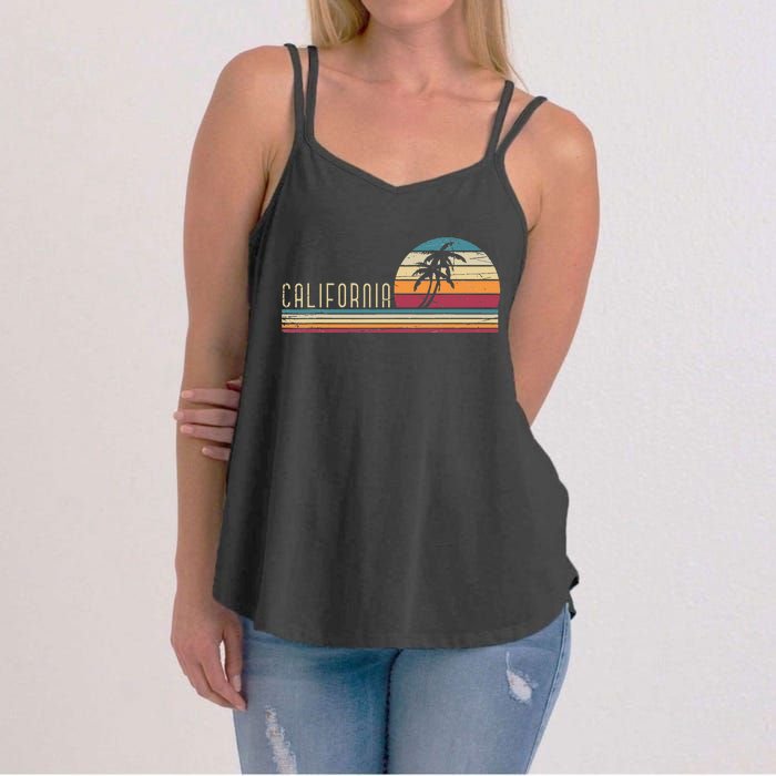 Cali Summer Vacation CA Palm Trees USA Retro California Women's Strappy Tank