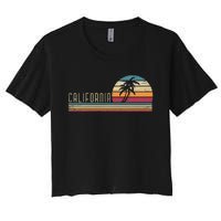 Cali Summer Vacation CA Palm Trees USA Retro California Women's Crop Top Tee