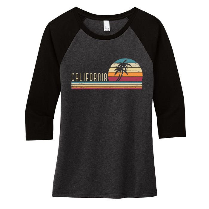 Cali Summer Vacation CA Palm Trees USA Retro California Women's Tri-Blend 3/4-Sleeve Raglan Shirt