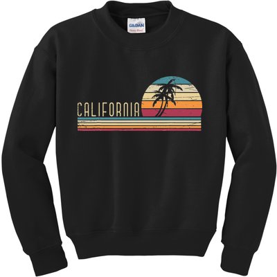 Cali Summer Vacation CA Palm Trees USA Retro California Kids Sweatshirt