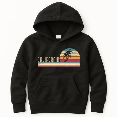 Cali Summer Vacation CA Palm Trees USA Retro California Kids Hoodie