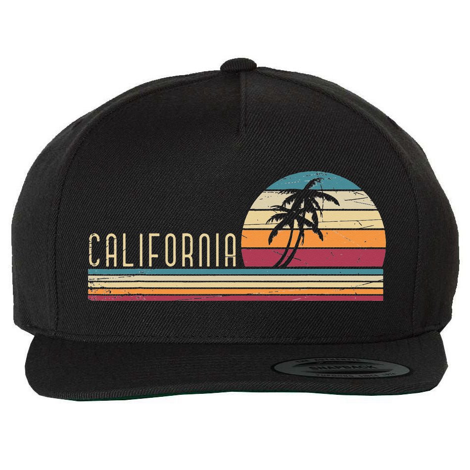 Cali Summer Vacation CA Palm Trees USA Retro California Wool Snapback Cap