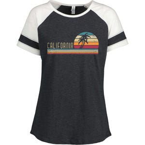 Cali Summer Vacation CA Palm Trees USA Retro California Enza Ladies Jersey Colorblock Tee