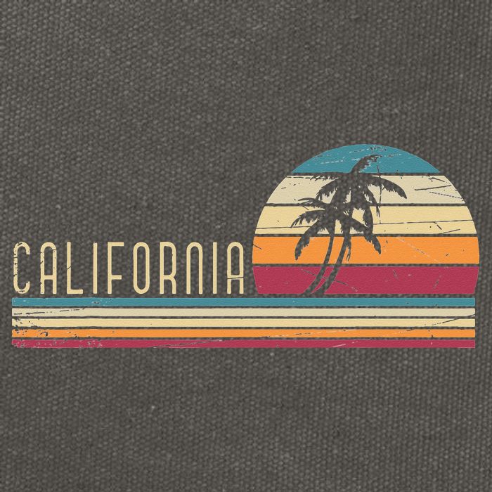 Cali Summer Vacation CA Palm Trees USA Retro California Cotton Canvas Backpack