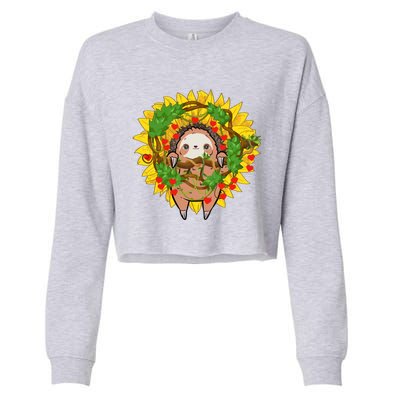 Cute Sloth Valentine's Day Heart Pattern Lazy Animal Lover Cool Gift Cropped Pullover Crew