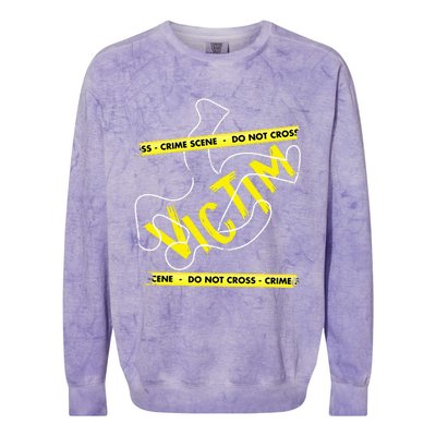 Crime Scene Victim Murder Mystery Dinner Chalk Outline Colorblast Crewneck Sweatshirt