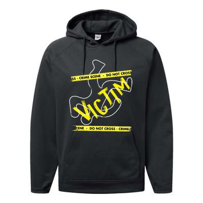 Crime Scene Victim Murder Mystery Dinner Chalk Outline Performance Fleece Hoodie