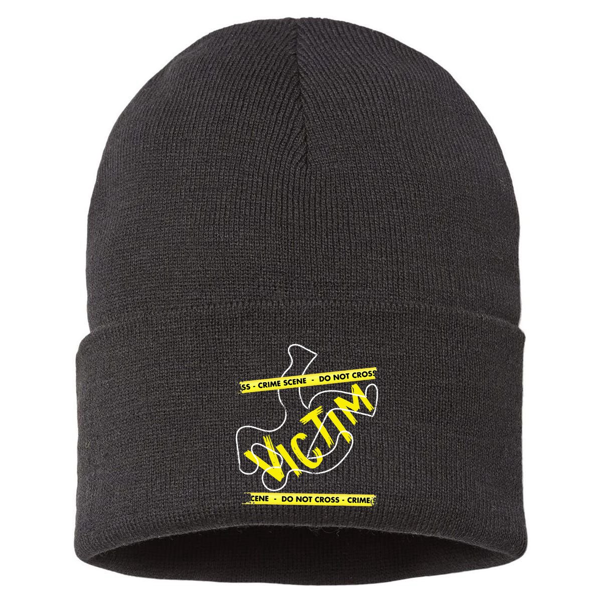 Crime Scene Victim Murder Mystery Dinner Chalk Outline Sustainable Knit Beanie