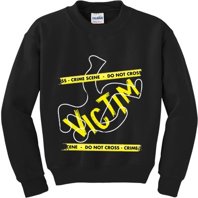 Crime Scene Victim Murder Mystery Dinner Chalk Outline Kids Sweatshirt