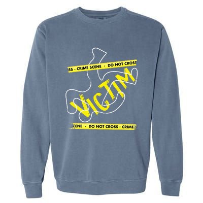 Crime Scene Victim Murder Mystery Dinner Chalk Outline Garment-Dyed Sweatshirt