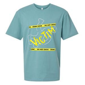 Crime Scene Victim Murder Mystery Dinner Chalk Outline Sueded Cloud Jersey T-Shirt