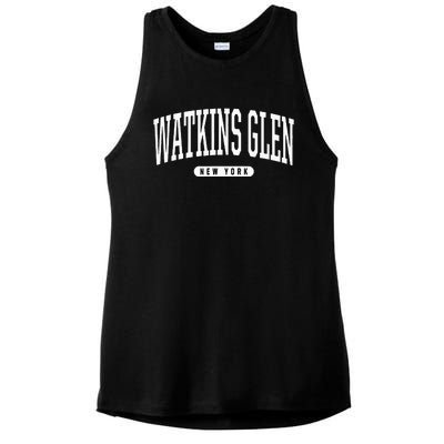 College Style Watkins Glen New York Souvenir Gift  Ladies PosiCharge Tri-Blend Wicking Tank