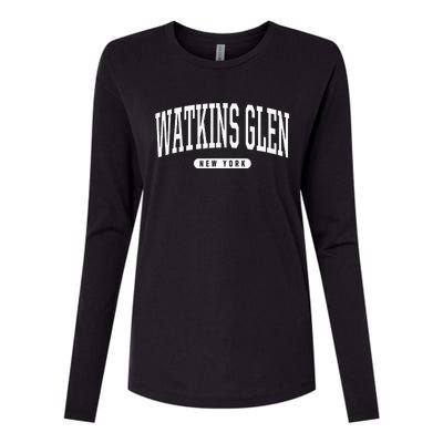 College Style Watkins Glen New York Souvenir Gift  Womens Cotton Relaxed Long Sleeve T-Shirt