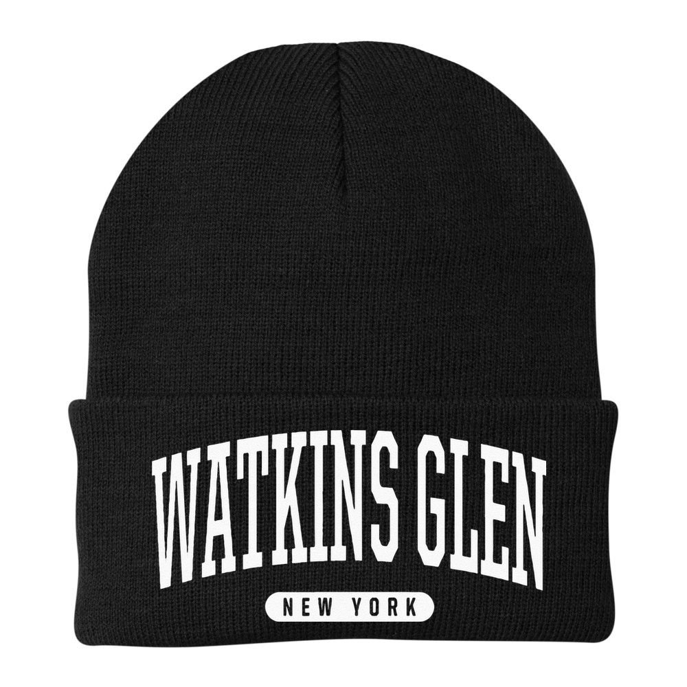 College Style Watkins Glen New York Souvenir Gift  Beanie