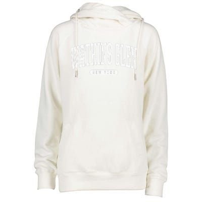 College Style Watkins Glen New York Souvenir Gift  Womens Funnel Neck Pullover Hood