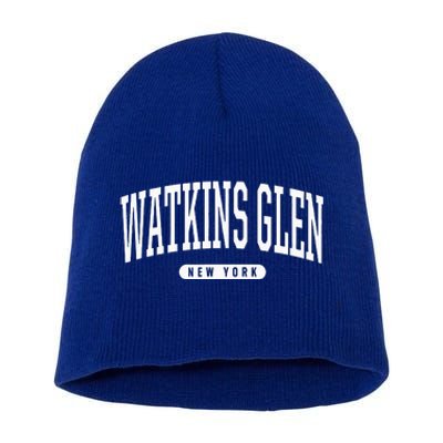 College Style Watkins Glen New York Souvenir Gift  Short Acrylic Beanie