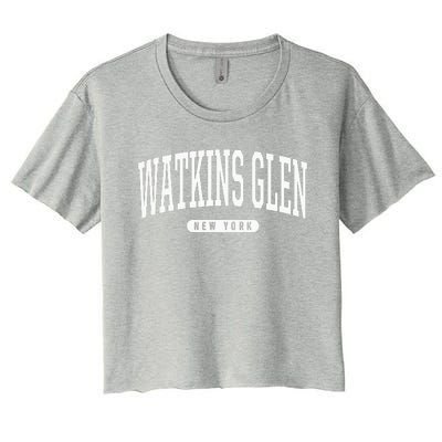 College Style Watkins Glen New York Souvenir Gift  Women's Crop Top Tee