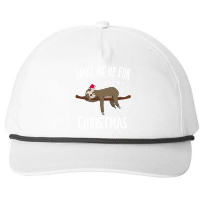 Cute Sloth Wake Me Up For Christmas Christmas Gift Snapback Five-Panel Rope Hat