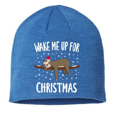 Cute Sloth Wake Me Up For Christmas Christmas Gift Sustainable Beanie