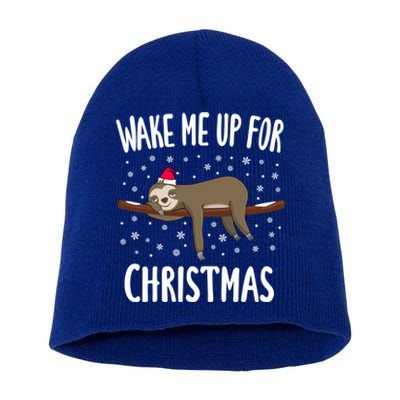 Cute Sloth Wake Me Up For Christmas Christmas Gift Short Acrylic Beanie