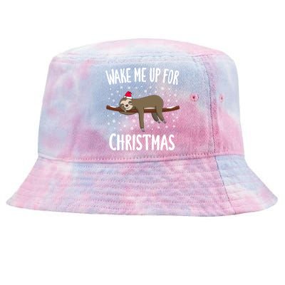 Cute Sloth Wake Me Up For Christmas Christmas Gift Tie-Dyed Bucket Hat