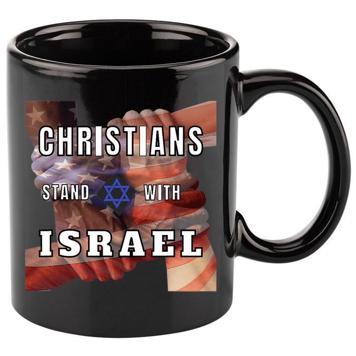 Christians Stand With Israel Amercan Flag Patriotic 11oz C Handle Ceramic Mug