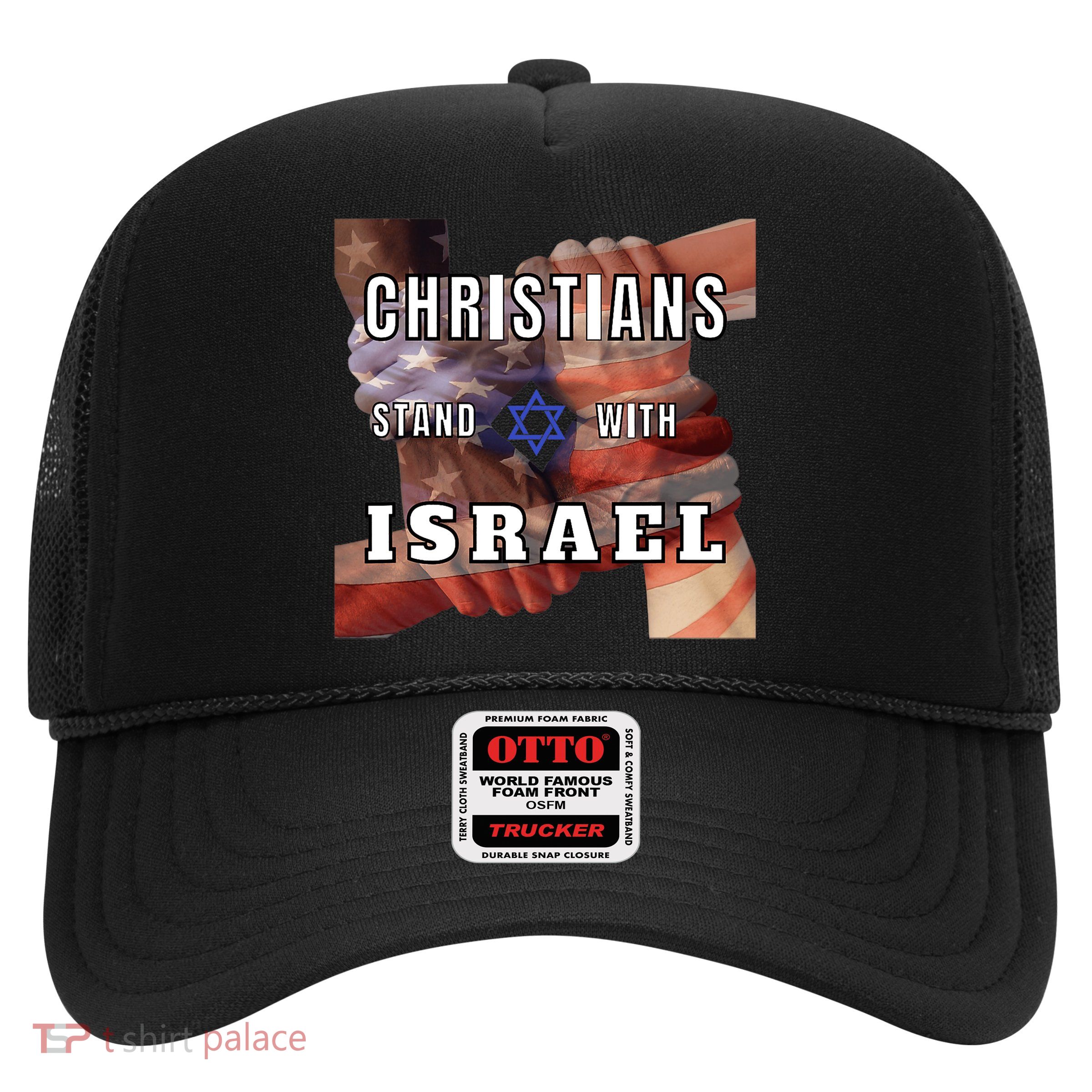 Christians Stand With Israel Amercan Flag Patriotic Trucker Hat