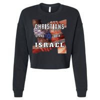 Christians Stand With Israel Amercan Flag Patriotic Cropped Pullover Crew