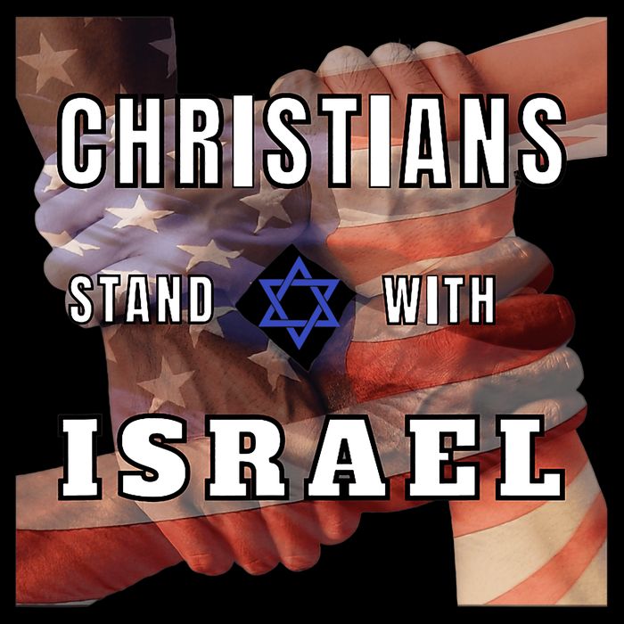 Christians Stand With Israel Amercan Flag Patriotic Cropped Pullover Crew