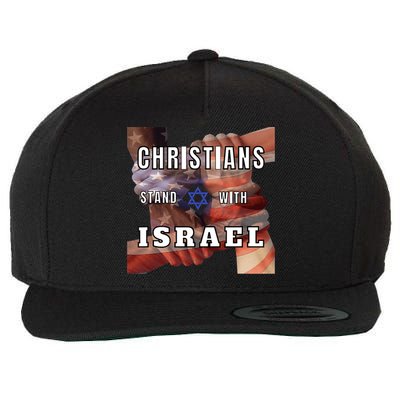 Christians Stand With Israel Amercan Flag Patriotic Wool Snapback Cap