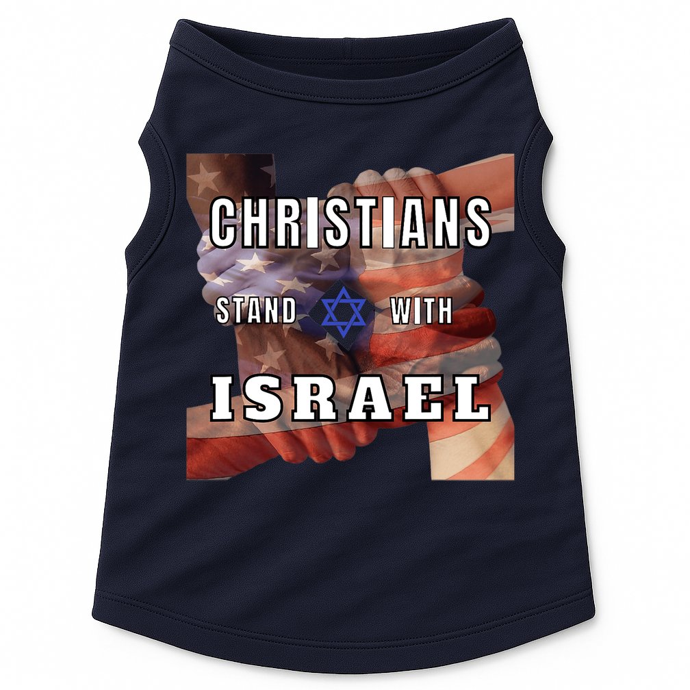 Christians Stand With Israel Amercan Flag Patriotic Doggie Tank