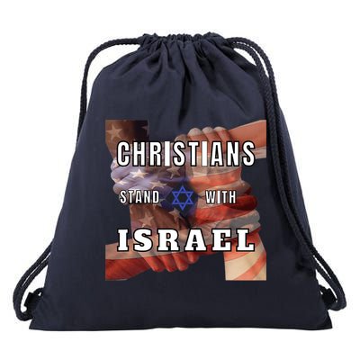 Christians Stand With Israel Amercan Flag Patriotic Drawstring Bag