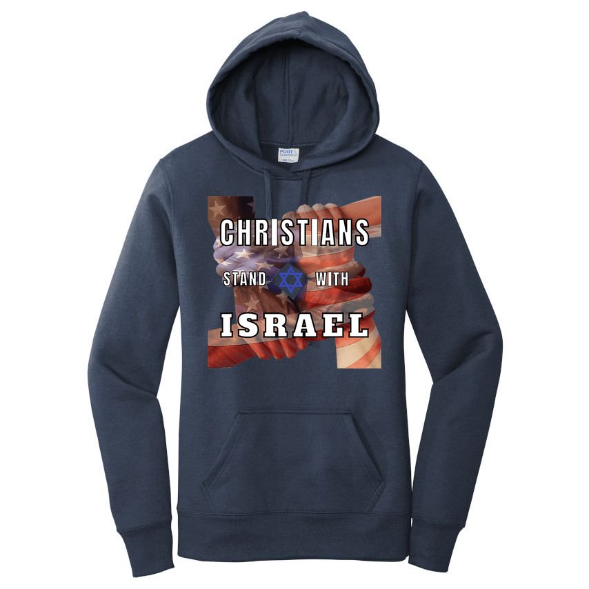 Christians Stand With Israel Amercan Flag Patriotic Women's Pullover Hoodie