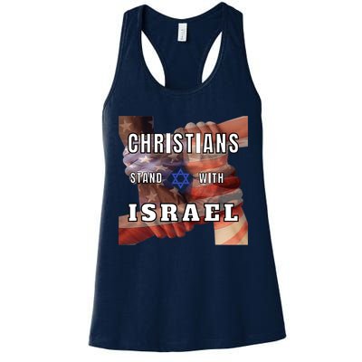 Christians Stand With Israel Amercan Flag Patriotic Womens Tank Top