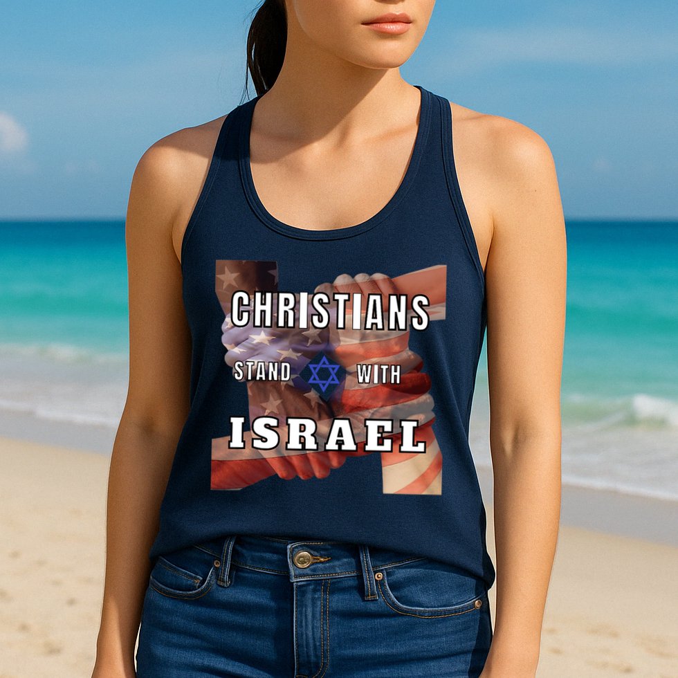 Christians Stand With Israel Amercan Flag Patriotic Womens Tank Top