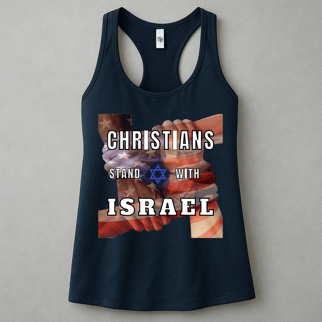 Christians Stand With Israel Amercan Flag Patriotic Womens Tank Top