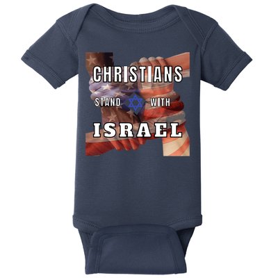 Christians Stand With Israel Amercan Flag Patriotic Baby Bodysuit