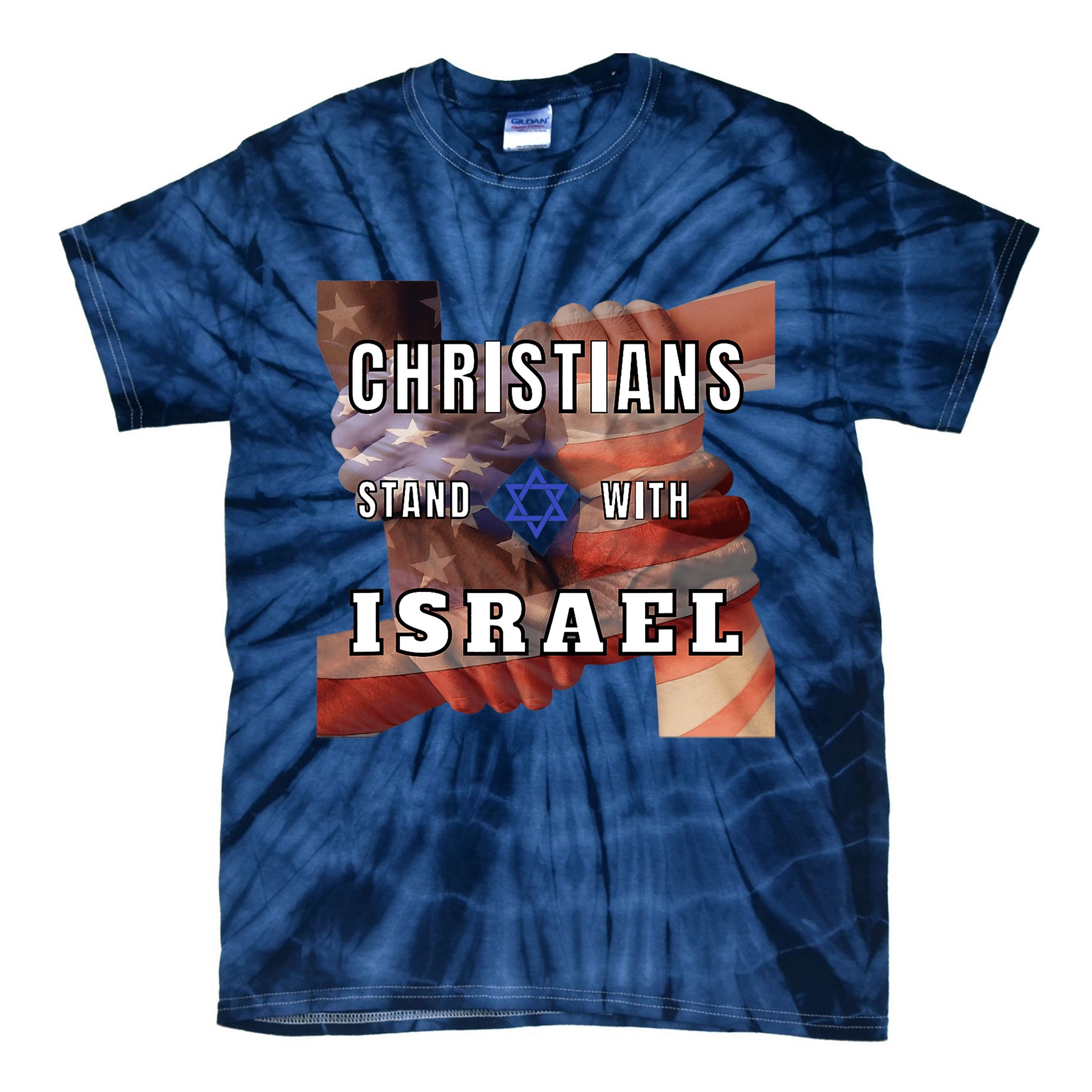 Christians Stand With Israel Amercan Flag Patriotic Tie-Dye T-Shirt