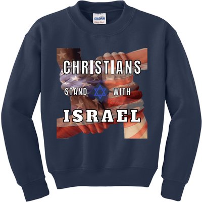 Christians Stand With Israel Amercan Flag Patriotic Kids Sweatshirt
