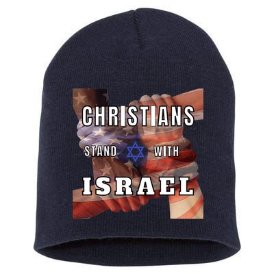 Christians Stand With Israel Amercan Flag Patriotic Short Acrylic Beanie