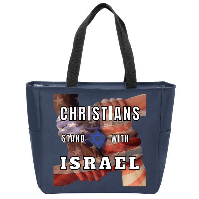 Christians Stand With Israel Amercan Flag Patriotic Zip Tote Bag