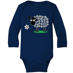 Cute Sheepp With Flower Wool Gift For Girl Women Tee Baby Long Sleeve Bodysuit