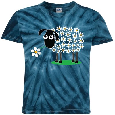 Cute Sheepp With Flower Wool Gift For Girl Women Tee Kids Tie-Dye T-Shirt