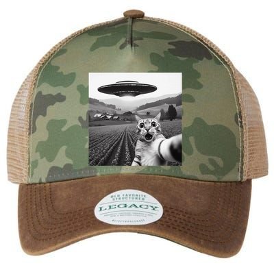 Cat Selfie With Alien Ufo Funny Cat Gifts Legacy Tie Dye Trucker Hat