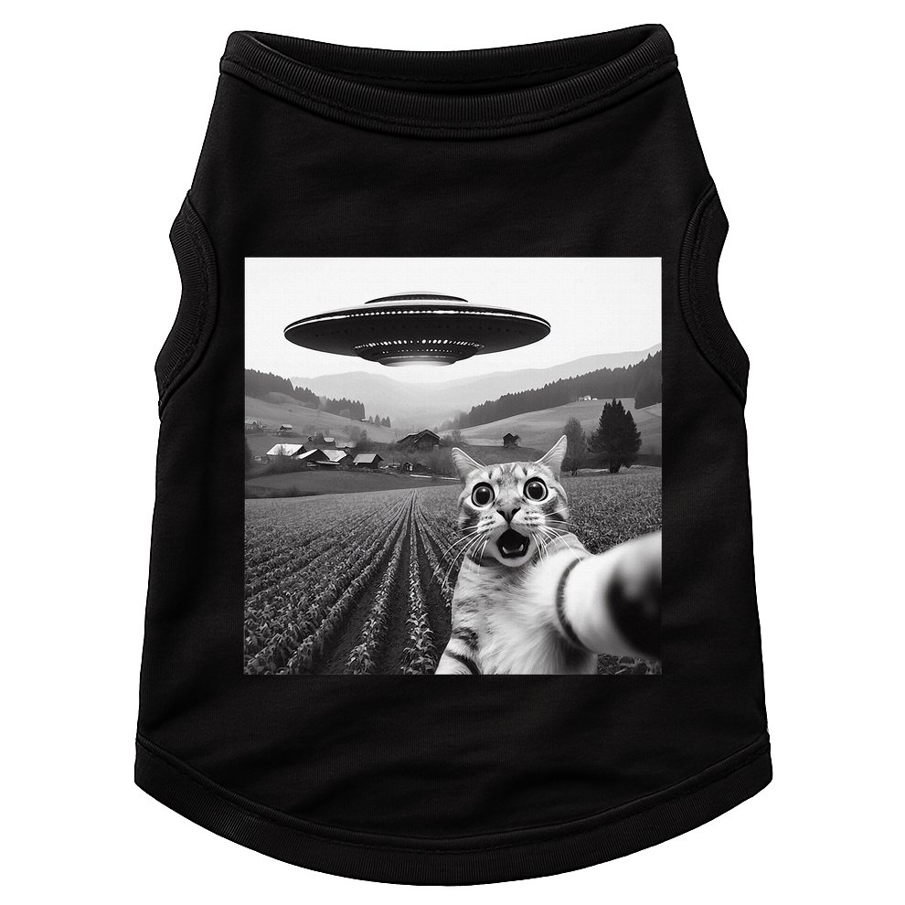 Cat Selfie With Alien Ufo Funny Cat Gifts Doggie Tank